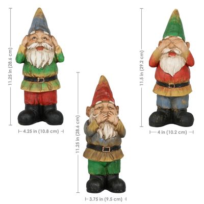 Image showing  12 in. Three Wise Gnomes Decorative Garden Gnome Set, 3 pc.