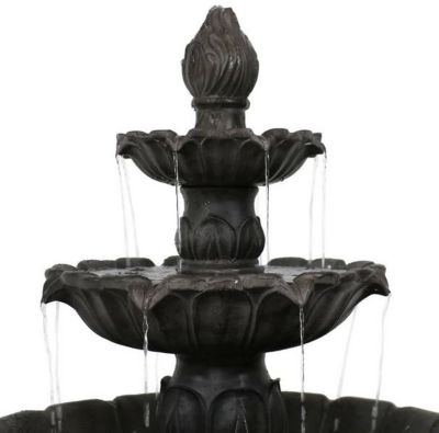 Image showing  46 in. H Electric Polystone 3-Tier Classic Tulip Outdoor Water Fountain, Dark Brown, XCA-131502DB