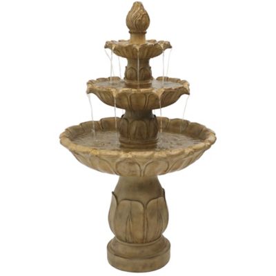 Sunnydaze Decor Classic Tulip 3-Tier Outdoor Water Fountain - 46 in. H - Garden Stone, XCA-131502GDS