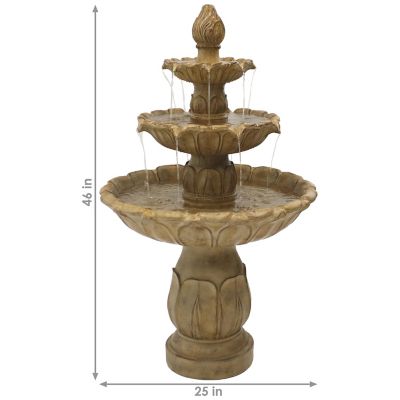 Image showing  Classic Tulip 3-Tier Outdoor Water Fountain - 46 in. H - Garden Stone, XCA-131502GDS