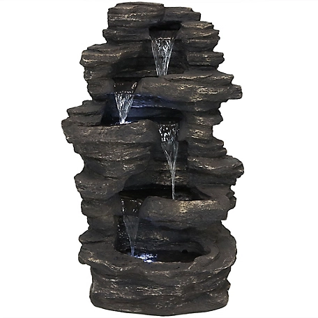 Sunnydaze Decor 39 in. Rock Falls Electric Waterfall Fountain with LED Lights, 21 in. x 16 in., 6 gal. Capacity, XCA-132311002