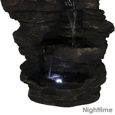 Image showing 5 th Sunnydaze Decor 39 in. H Electric Polystone Rock Falls Waterfall Outdoor Water Fountain with LED Lights, XCA-132311002