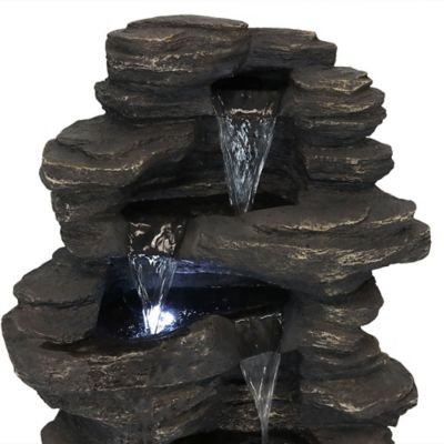 Image showing 6 th Sunnydaze Decor 39 in. H Electric Polystone Rock Falls Waterfall Outdoor Water Fountain with LED Lights, XCA-132311002