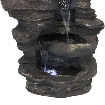 Image showing 7 th Sunnydaze Decor 39 in. H Electric Polystone Rock Falls Waterfall Outdoor Water Fountain with LED Lights, XCA-132311002