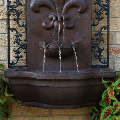 Image showing  33 in. French Lily Outdoor Wall Water Fountain, Iron, XCA-132388002-I