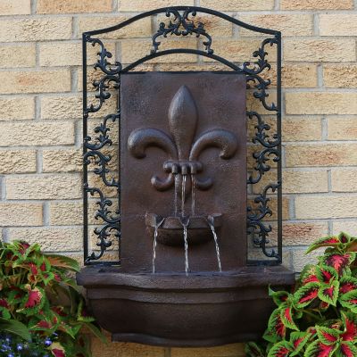 Image showing  33 in. French Lily Solar Outdoor Wall Water Fountain, Iron, XCA-132388002-I-S
