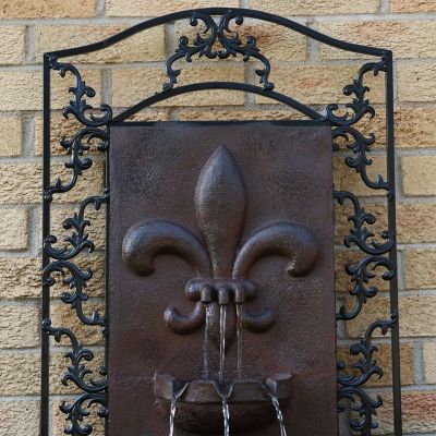 Image showing  33 in. French Lily Solar Outdoor Wall Water Fountain, Iron, XCA-132388002-I-S