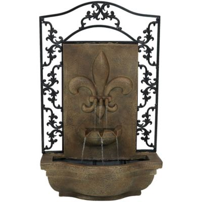 Sunnydaze Decor 33 in. French Lily Outdoor Wall Water Fountain, Stone, XCA-132388003-FS