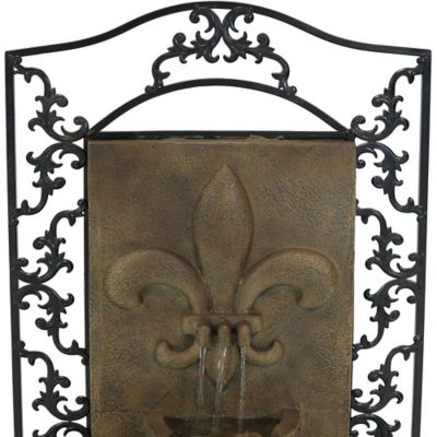 Image showing  33 in. French Lily Solar Wall Water Fountain with Battery Backup, Stone Finish, XCA-132388003-FS-SOD