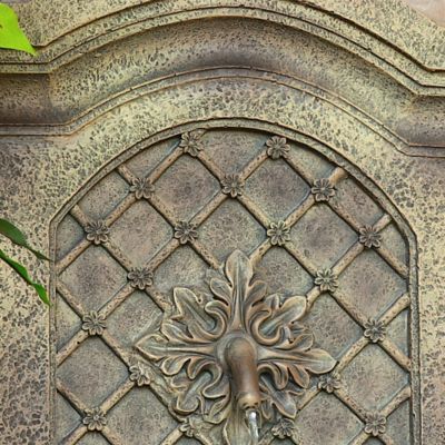 Image showing  31 in. H Electric Polystone Rosette Leaf Wall-Mount Water Fountain, Florentine Stone Finish, XCA-132592003-FS