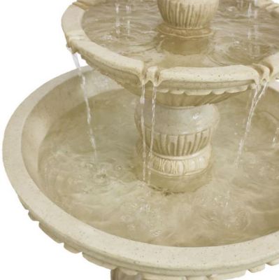 Image showing  55 in. H Electric Polystone Classic Style 3-Tier Designer Outdoor Water Fountain, White Finish, XCA-401175064