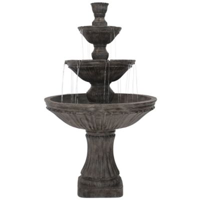 Sunnydaze Decor Classic Designer 3-Tier Outdoor Water Fountain - 55 in. H - Dark Brown, XCA-401175064-DB