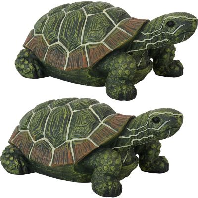 Sunnydaze Decor 9 in. Terrance the Tortoise Indoor/Outdoor Lawn Statue, 2-Pack, XCA-611-2PK