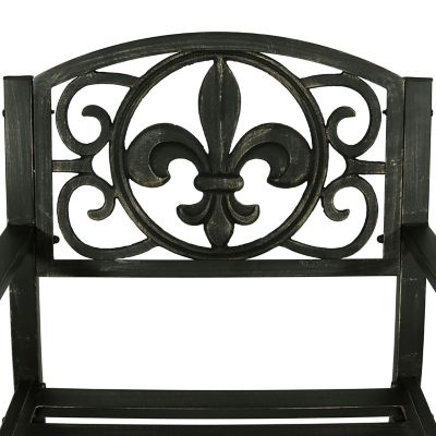 Image showing  Traditional Fleur-de-Lis Design Cast Iron and Steel Outdoor Rocking Chair
