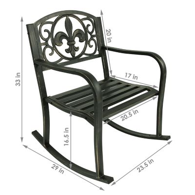 Image showing 7 th Sunnydaze Decor Traditional Fleur-de-Lis Design Cast Iron and Steel Outdoor Rocking Chair