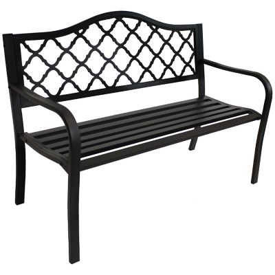 Image showing  50 in. Outdoor Cast-Iron Lattice Patio Garden Bench