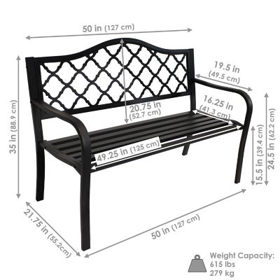 Image showing  50 in. Outdoor Cast-Iron Lattice Patio Garden Bench