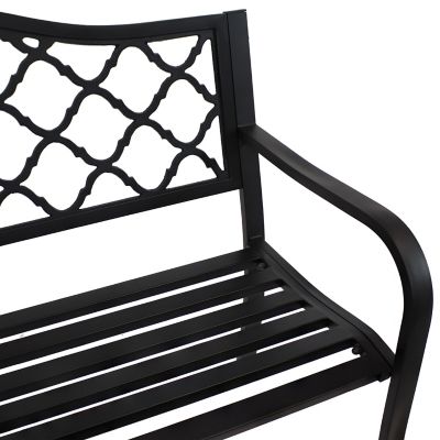 Image showing  50 in. Outdoor Cast-Iron Lattice Patio Garden Bench