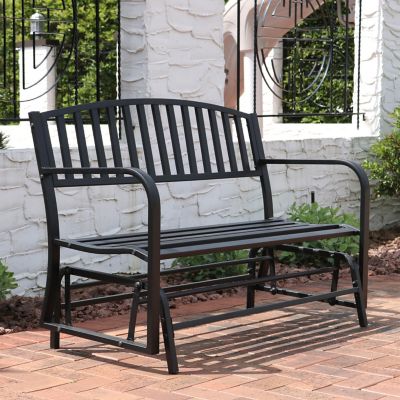 Image showing  50 in. 2-Person Metal Outdoor Glider Bench, Black