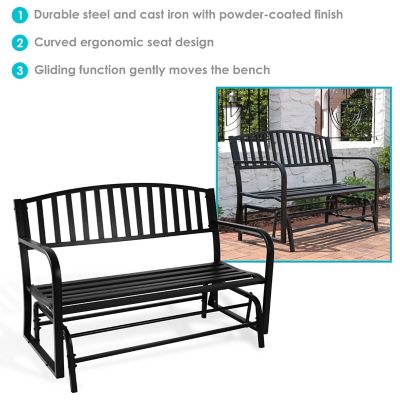 Image showing  50 in. 2-Person Metal Outdoor Glider Bench, Black