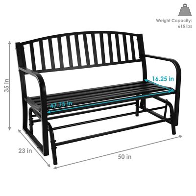 Image showing 5 th Sunnydaze Decor 50 in. 2-Person Metal Outdoor Glider Bench, Black
