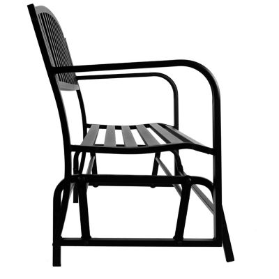 Image showing 8 th Sunnydaze Decor 50 in. 2-Person Metal Outdoor Glider Bench, Black