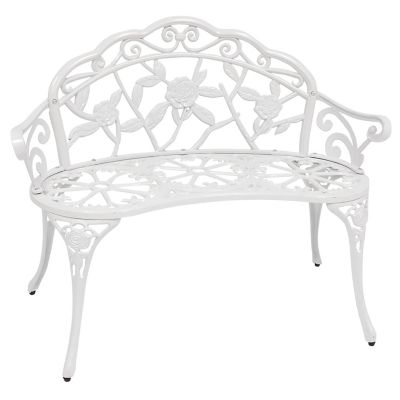 Sunnydaze Decor 40 in. Classic Rose Cast-Aluminum Garden Bench