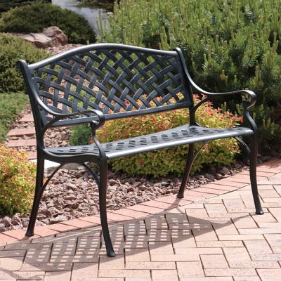 Image showing  39 in. Checkered Cast-Aluminum Patio Bench