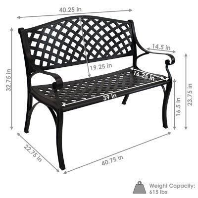 Image showing  39 in. Checkered Cast-Aluminum Patio Bench