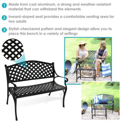 Image showing  39 in. Checkered Cast-Aluminum Patio Bench