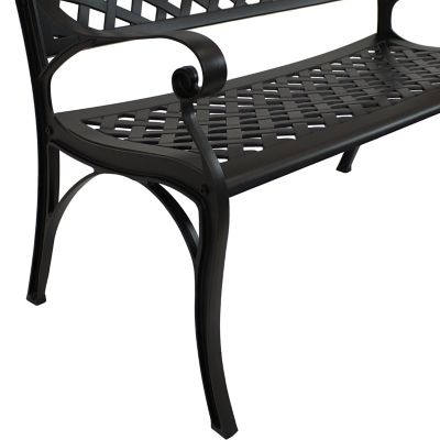 Image showing 6 th Sunnydaze Decor 39 in. Checkered Cast-Aluminum Patio Bench