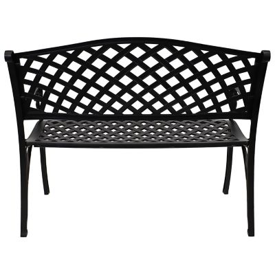 Image showing 8 th Sunnydaze Decor 39 in. Checkered Cast-Aluminum Patio Bench