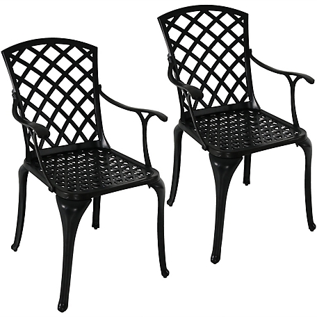 Sunnydaze Decor 2 pc. Cast Aluminum Crossweave Patio Chair Set