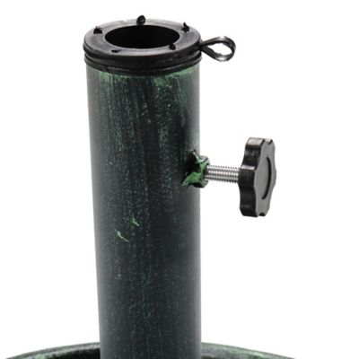 Image showing  Outdoor Heavy-Duty Cast Iron Decorative Design Patio Yard Round Umbrella Base Stand - 17 in. - Green