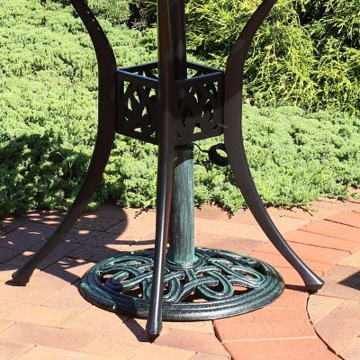 Image showing 6 th Sunnydaze Decor Outdoor Heavy-Duty Cast Iron Decorative Design Patio Yard Round Umbrella Base Stand - 17 in. - Green
