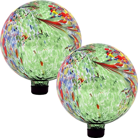 Sunnydaze Decor 10 in. Artistic Glass Gazing Ball Globes, 2-Pack, ZIB-496-2PK