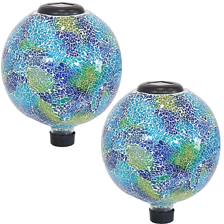 Sunnydaze Decor 10 in. Azul Terra Glass Gazing Globes, 2-Pack, ZIB-501-2PK