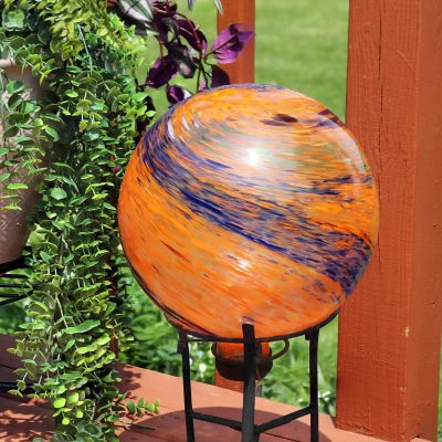 Image showing 6 th Sunnydaze Decor 10 in. Sunset Sky Glass Outdoor Gazing Ball Globe