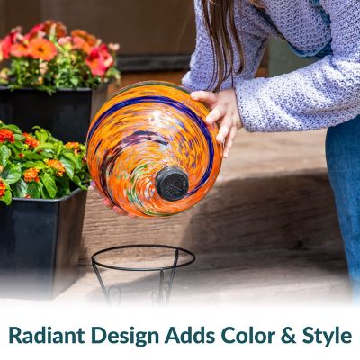 Image showing 7 th Sunnydaze Decor 10 in. Sunset Sky Glass Outdoor Gazing Ball Globe