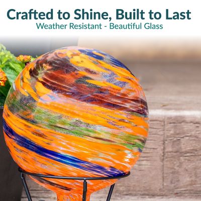 Image showing 8 th Sunnydaze Decor 10 in. Sunset Sky Glass Outdoor Gazing Ball Globe