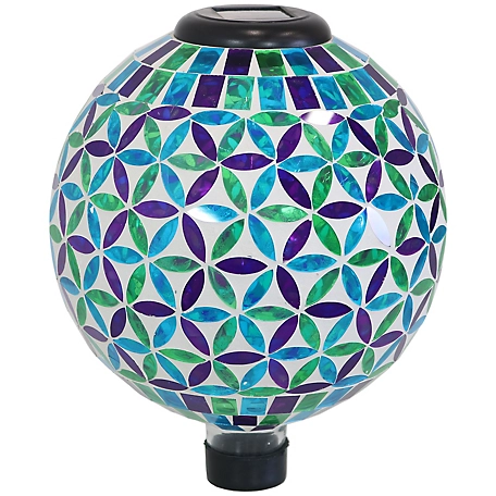 Sunnydaze Decor 10 in. Cool Blooms Glass Mosaic Gazing Globe with Solar Light, ZIB-518