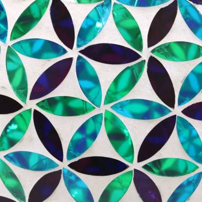 Image showing  Blue Cool Blooms Glass Mosaic Indoor/Outdoor Gazing Globe, Solar Light, 10 in. D, Blue/Green, 1 Globe