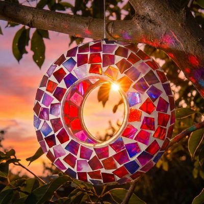 Image showing  Mosaic Fly-Through Hanging Bird Feeder 6 in. Crimson