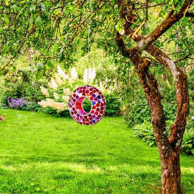 Image showing  Mosaic Fly-Through Hanging Bird Feeder 6 in. Crimson