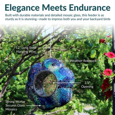 Image showing  Indigo Flower Fly-Through Hanging Outdoor Bird Feeder, 10 in.