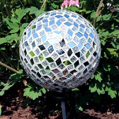 Image showing  10 in. Mirrored Diamond Mosaic Gazing Globe Ball