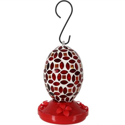 Sunnydaze Decor 4-Port Mosaic Glass Flower Hummingbird Feeder, 36 oz. Capacity, 7 in.