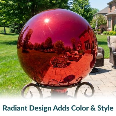 Image showing  10 in. Mirrored Glass Gazing Globe Ball, Red