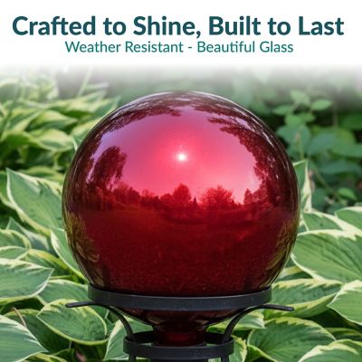 Image showing 5 th Sunnydaze Decor 10 in. Mirrored Glass Gazing Globe Ball, Red