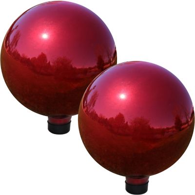 Sunnydaze Decor 10 in. Glass Gazing Globe Balls with Mirrored Finish, 2-Pack